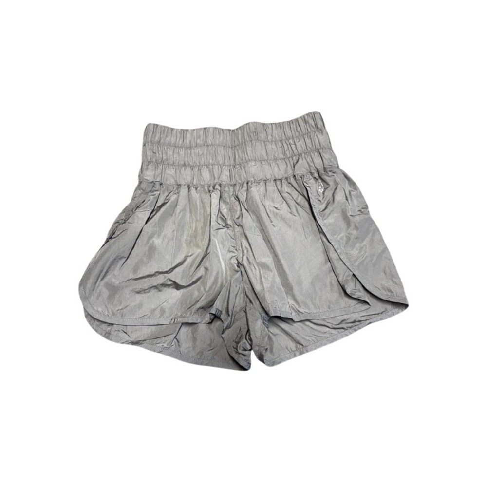 Free People Movement The Way Home Shorts Silver Metallic Smocked High Rise M